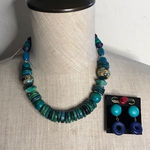 Blue Green Necklace & Earring Set - NWT